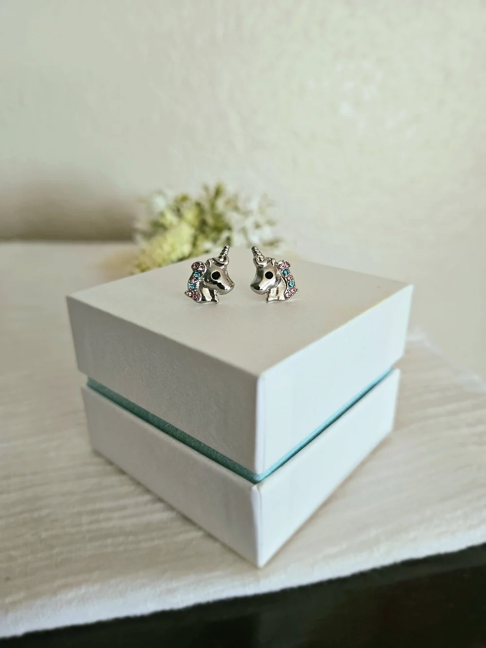 Silver Unicorn Stud Earrings